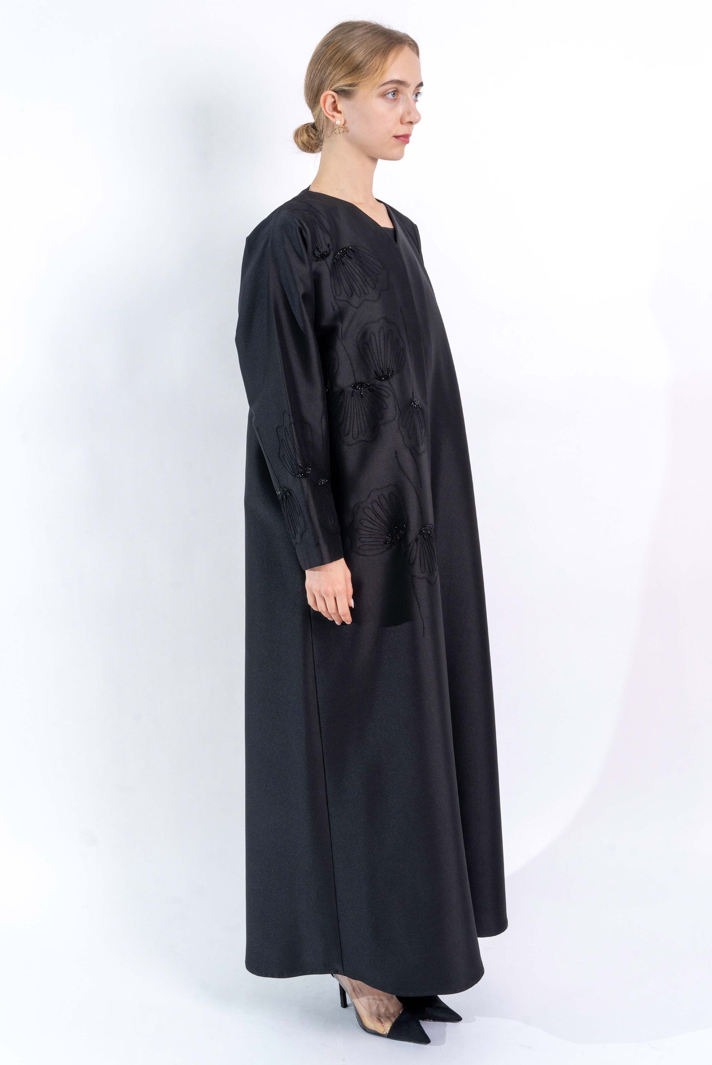 Black Floral handwork Abaya