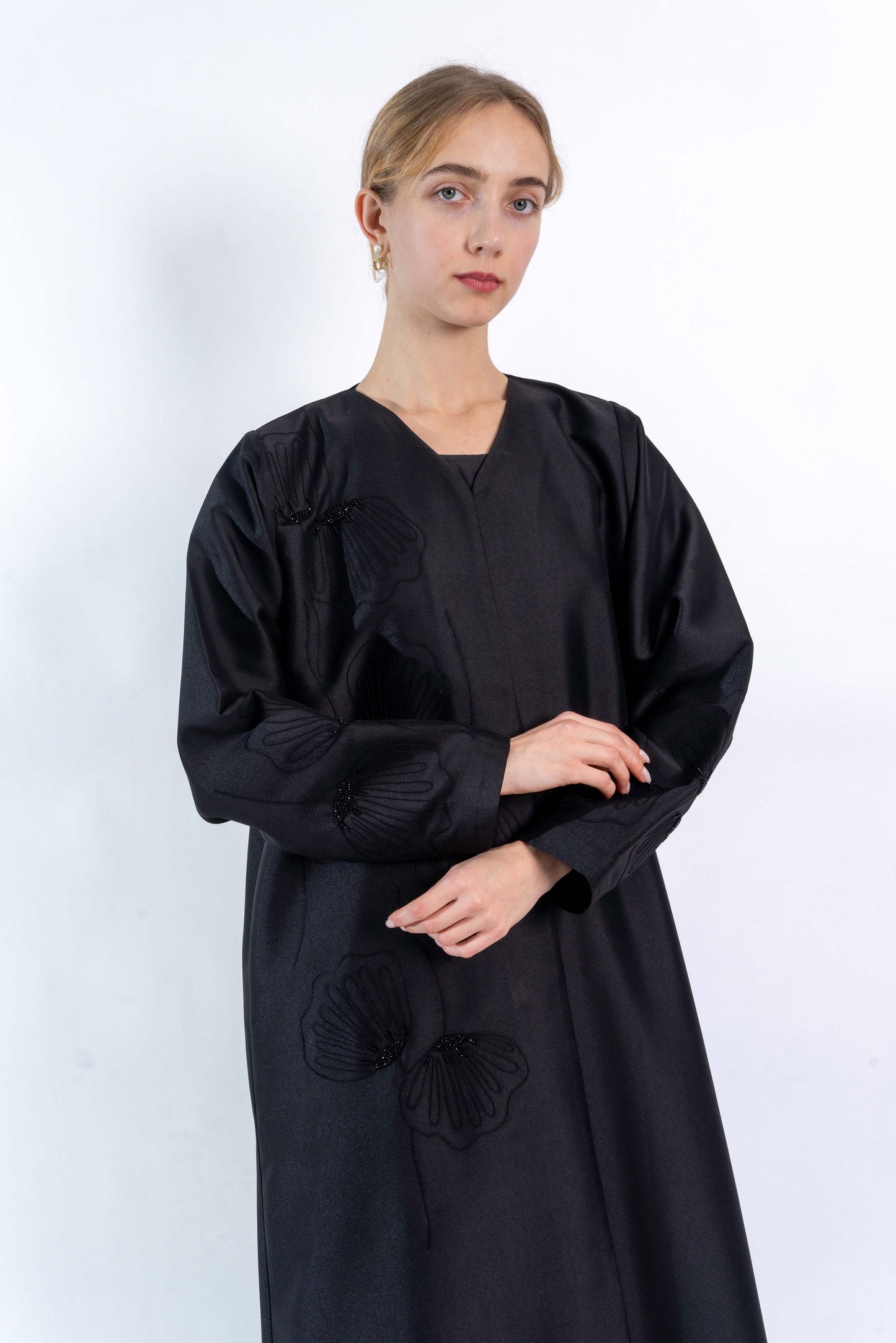 Black Floral handwork Abaya