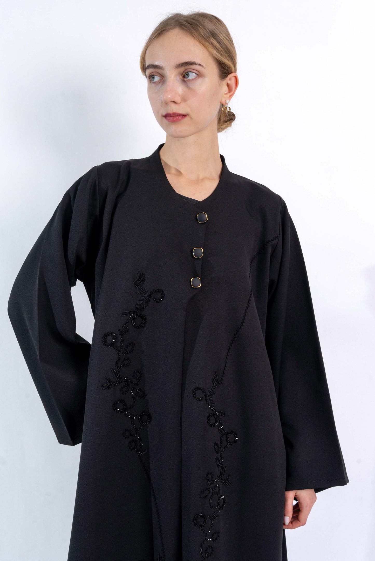 Black Floral embellishment Abaya