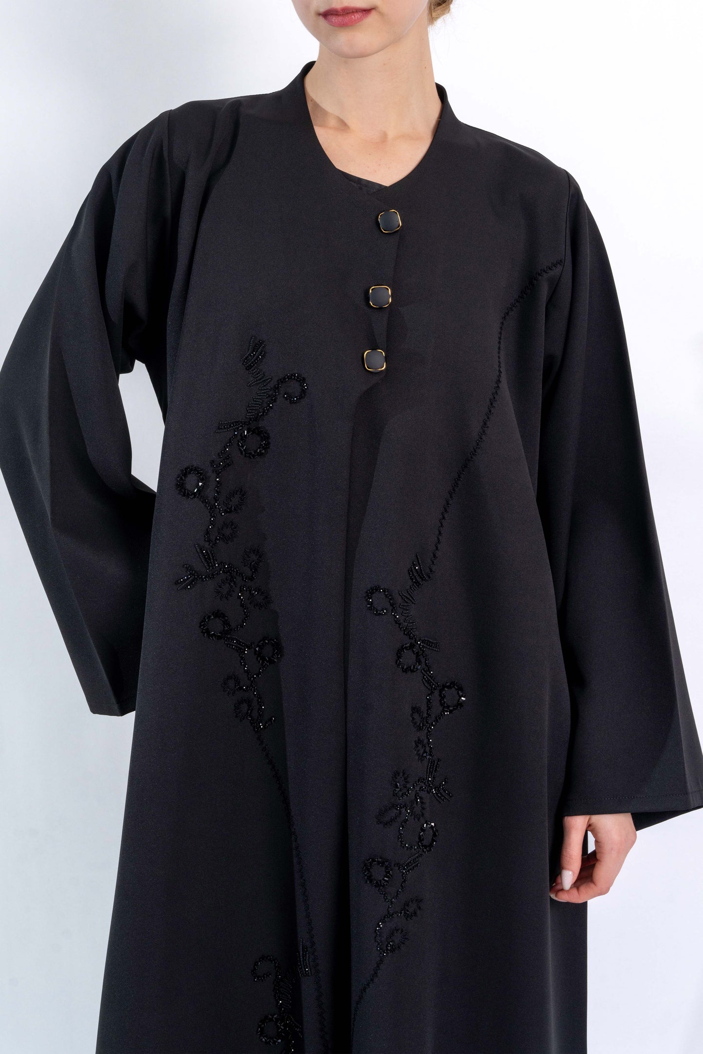 Black Floral embellishment Abaya