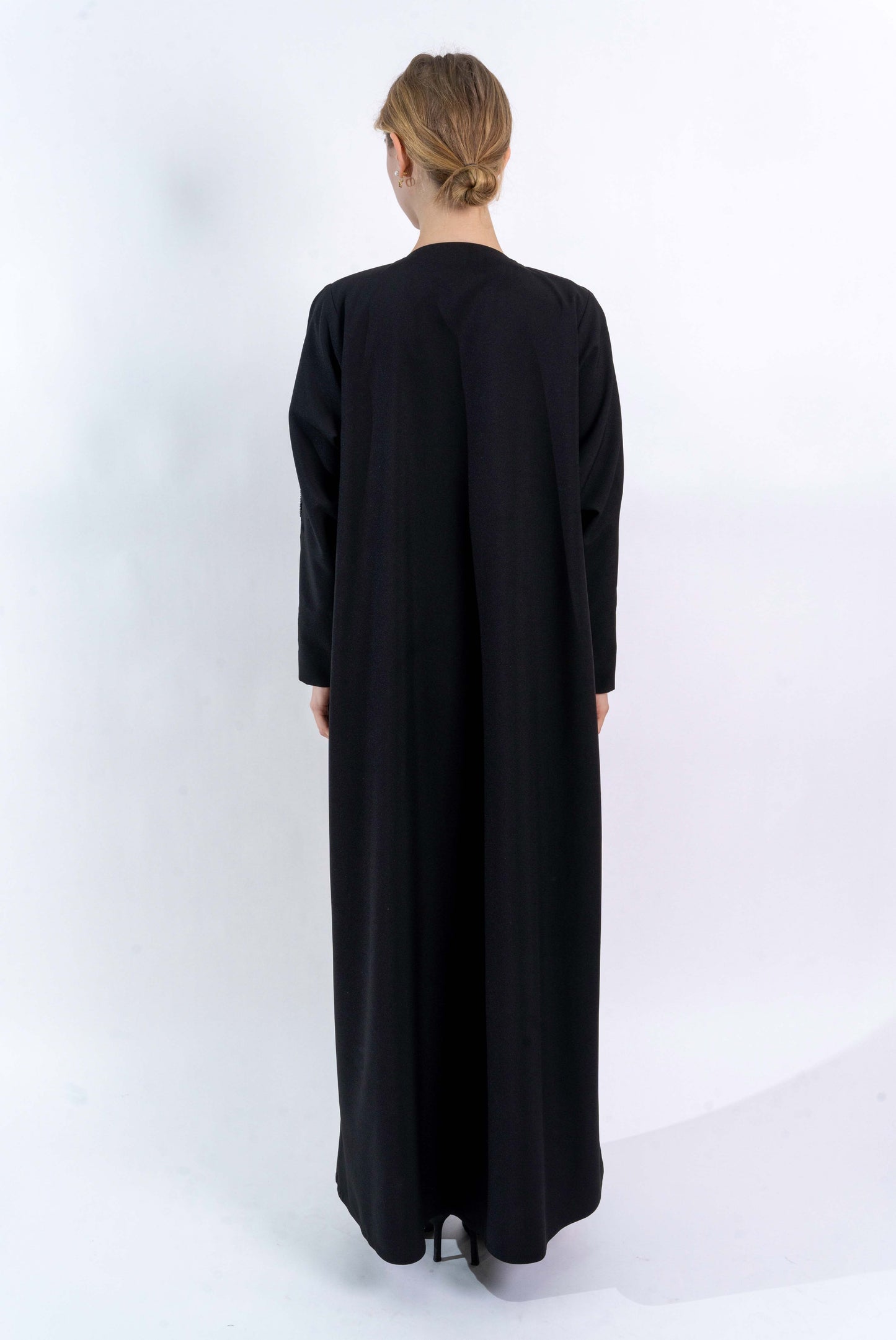 Black abaya with floral embellishment