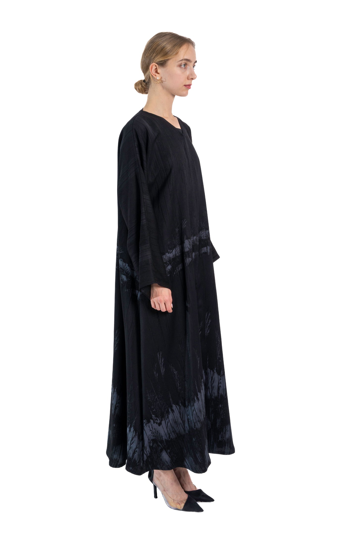 Forest Print Grey Abaya