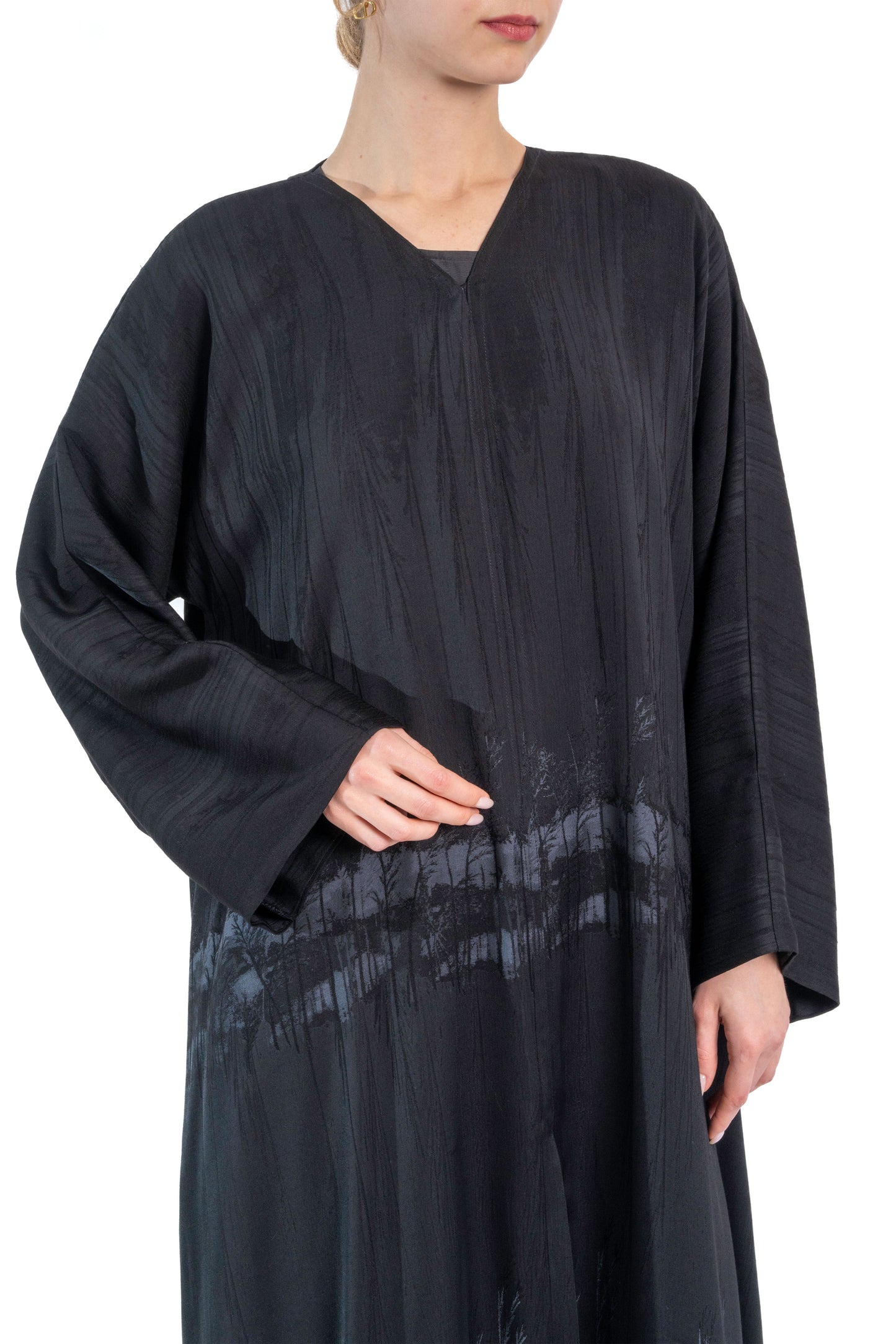 Forest Print Grey Abaya