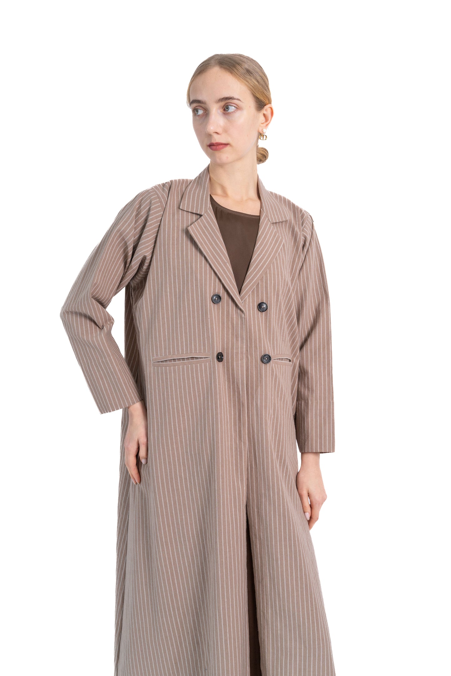 Office Girl Pinstripe Linen Blazer Abaya