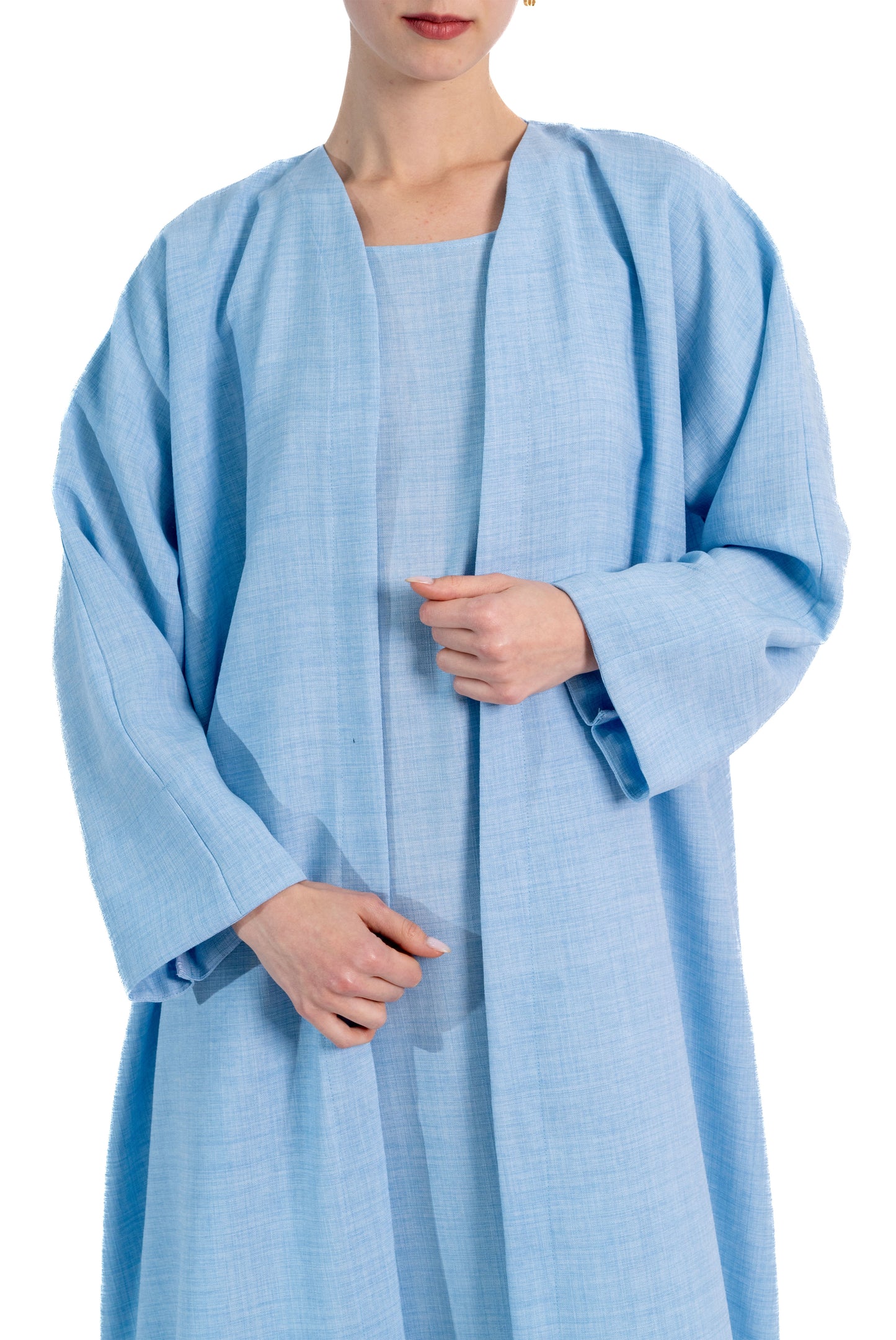Minimal baby blue Linen Abaya
