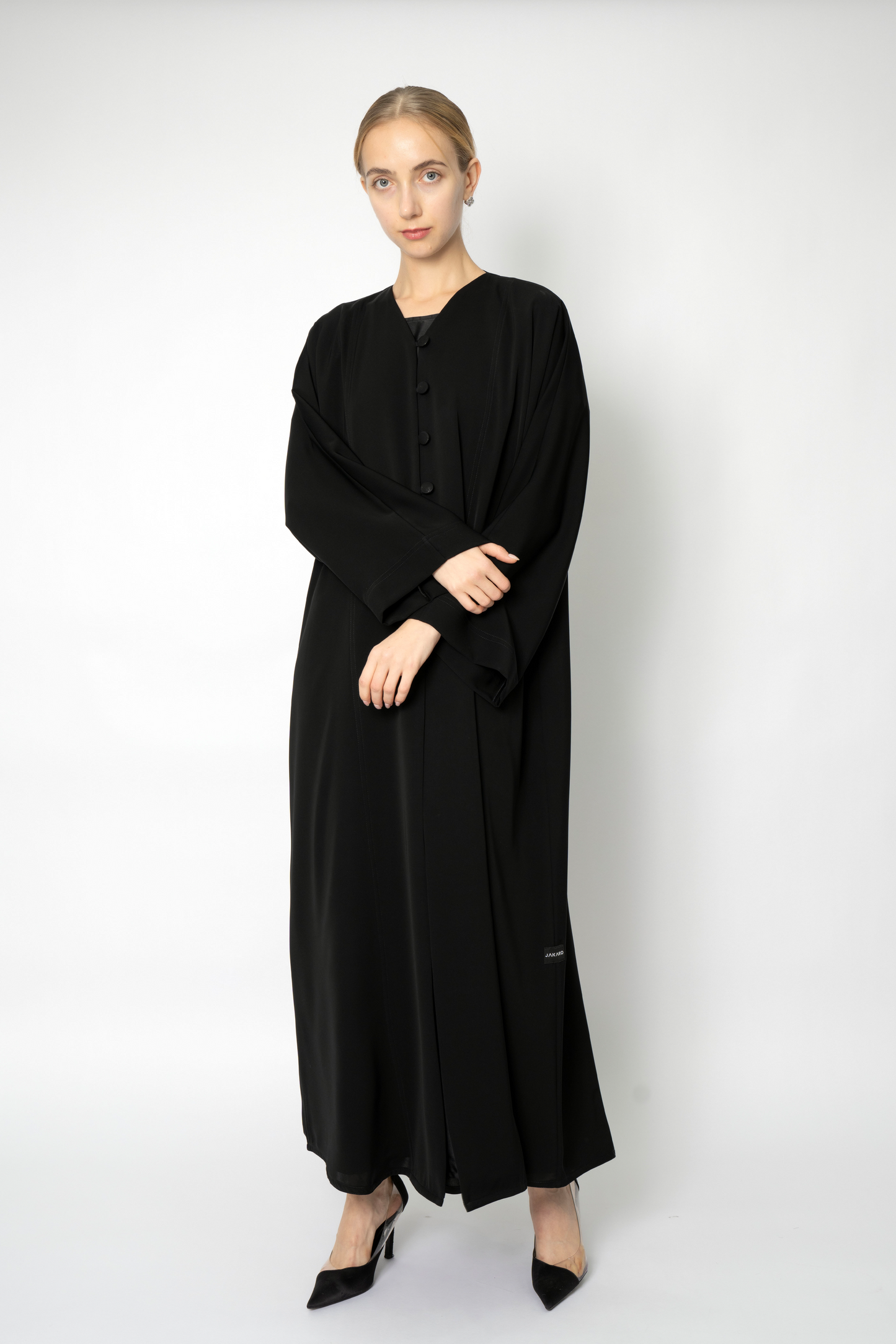 Black Button Flowy Abaya