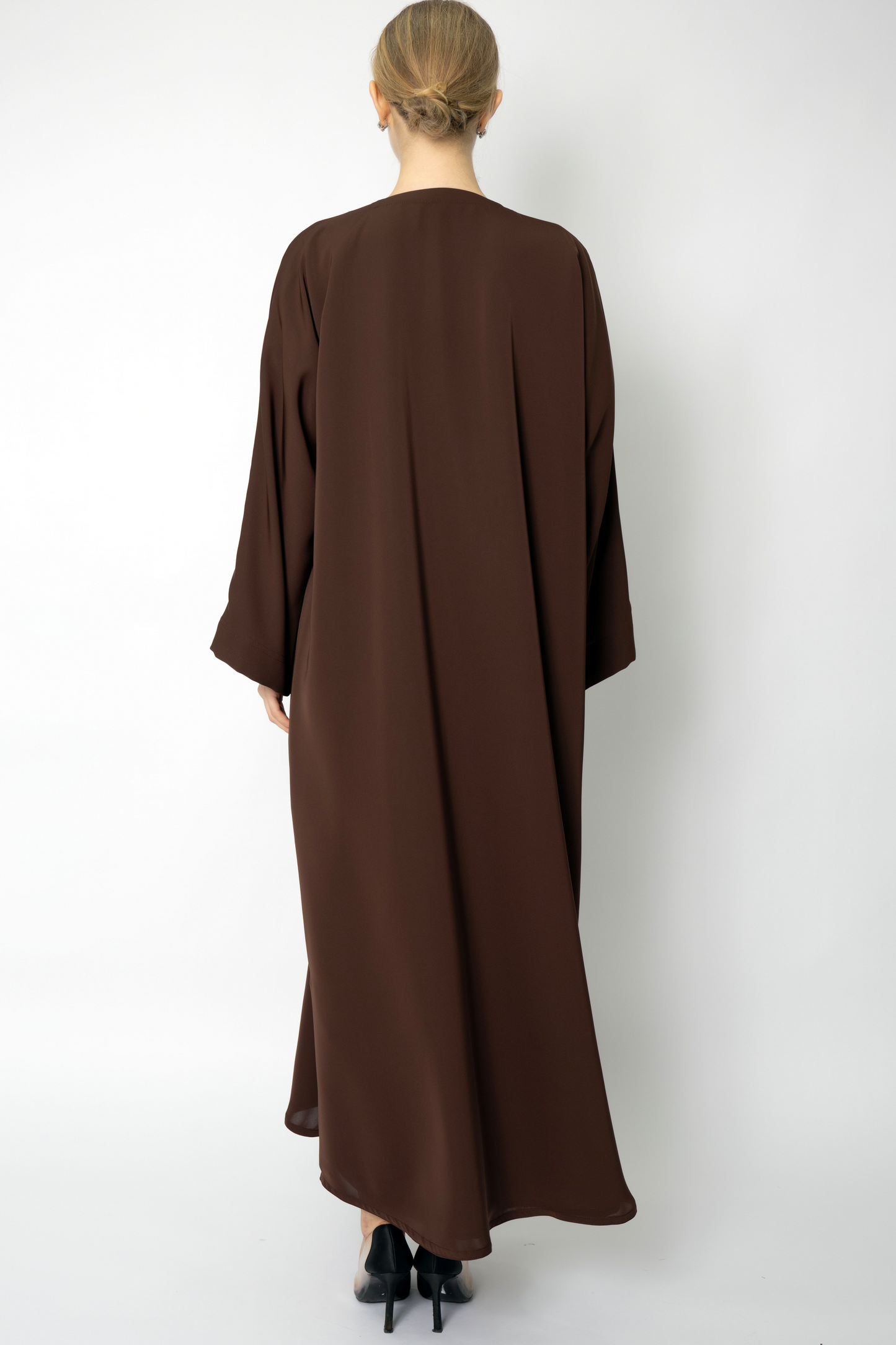 Brown Button Flowy Abaya