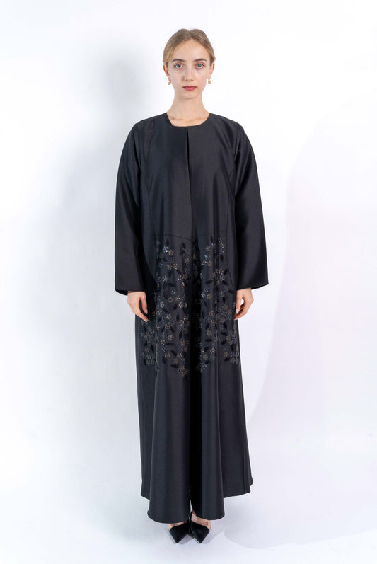 Black Floral handwork Abaya