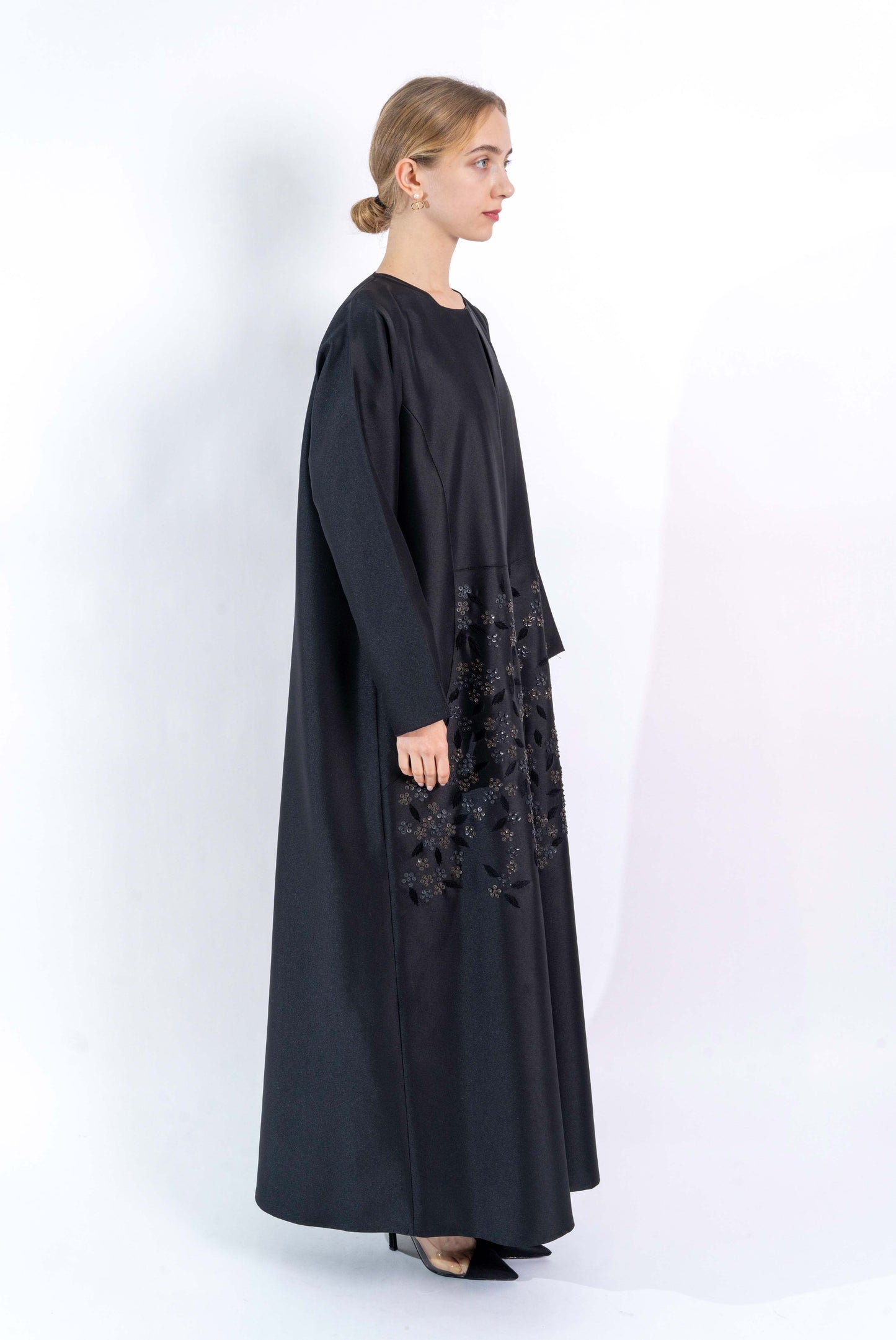 Black Floral handwork Abaya