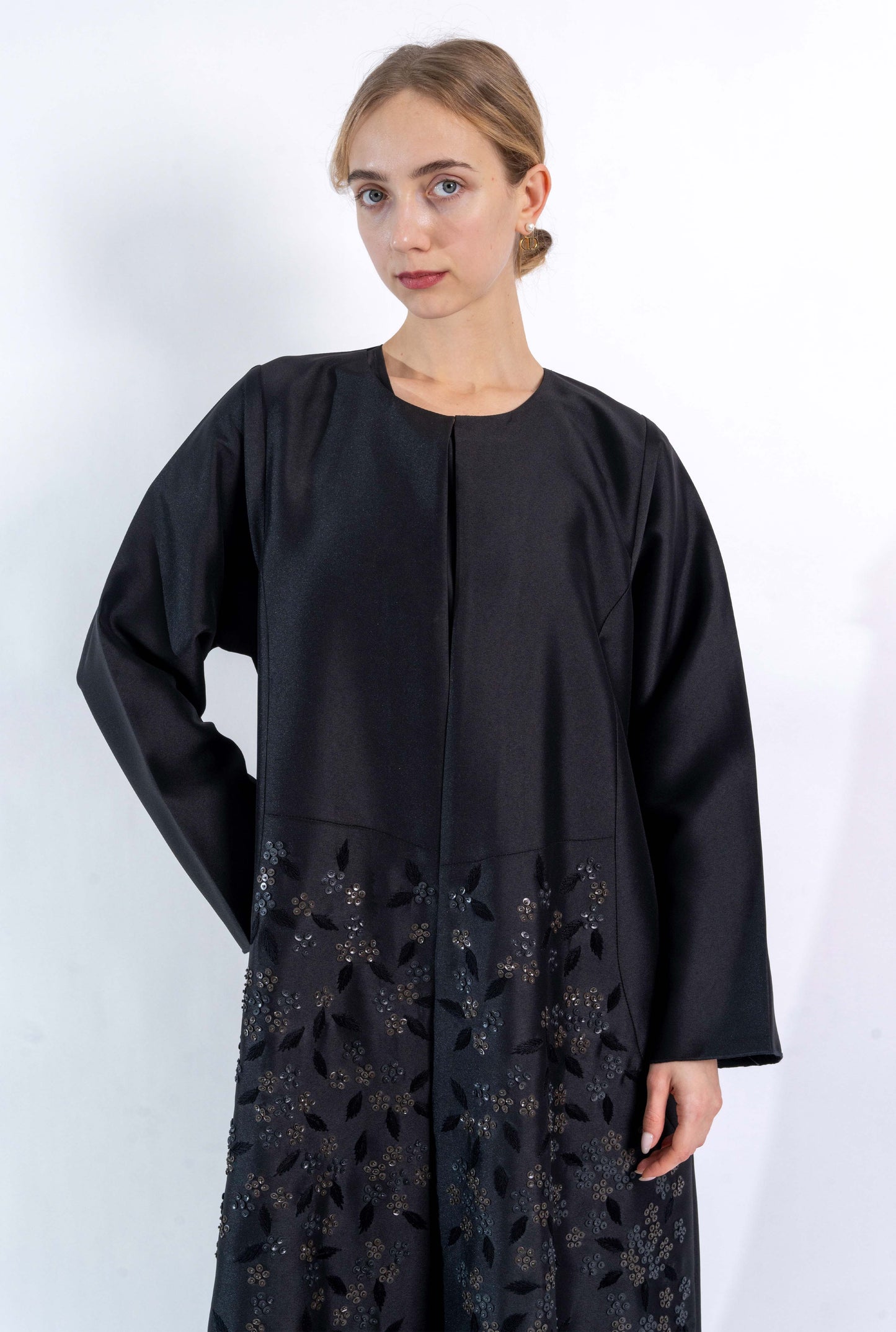 Black Floral handwork Abaya