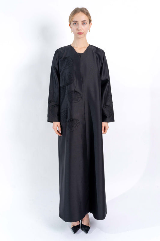Black Floral handwork Abaya