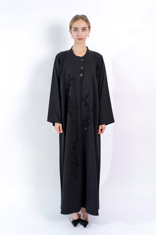 Black Floral embellishment Abaya