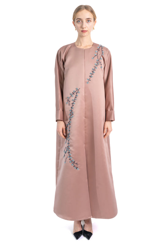 Minimal Floral Handwork pink Abaya