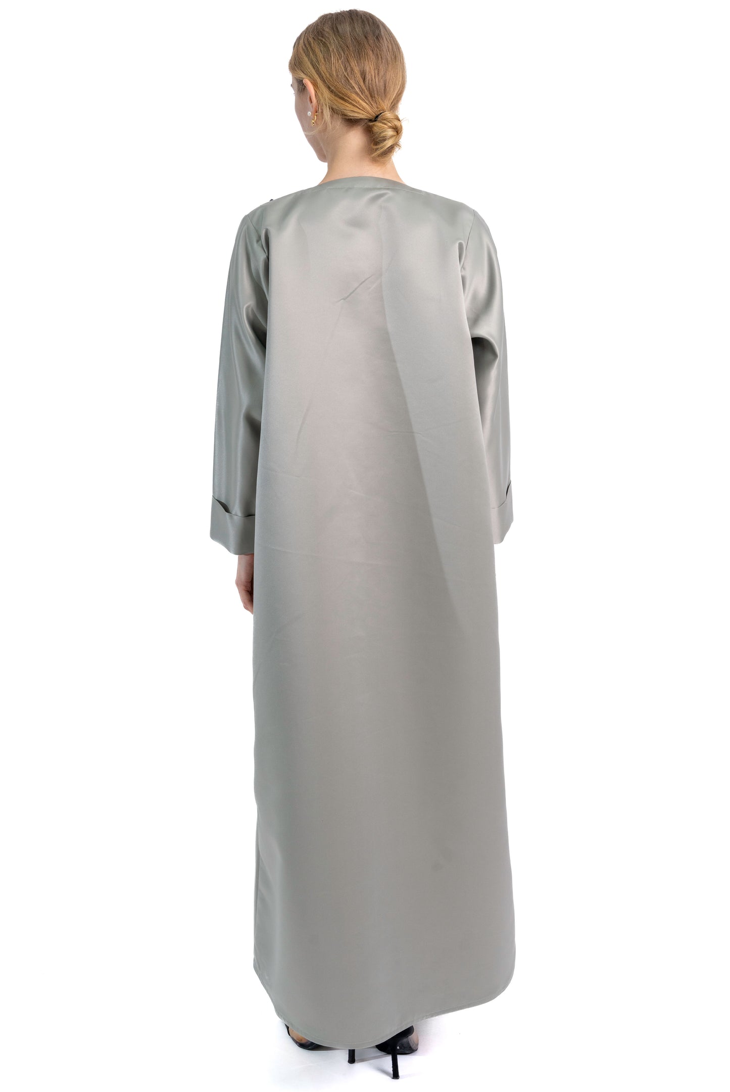 Minimal Floral Handwork Green Abaya