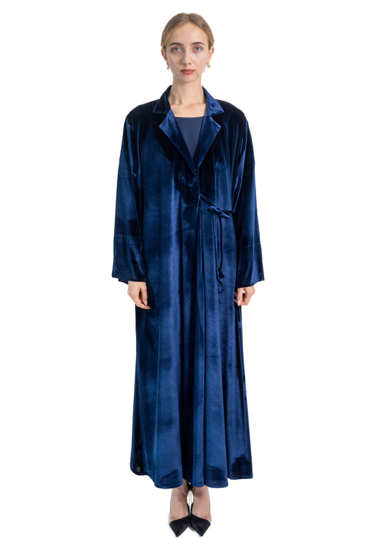 Lux Blue Velvet Abaya