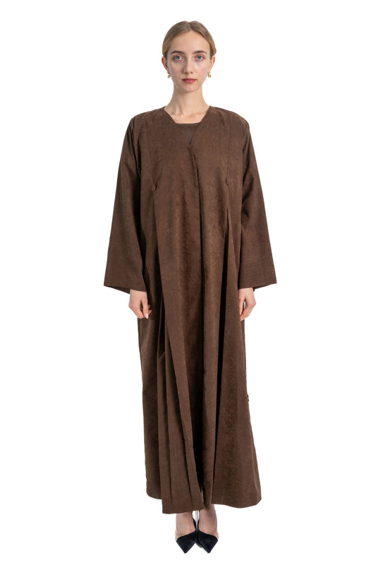 Lux English Stich Brown Abaya