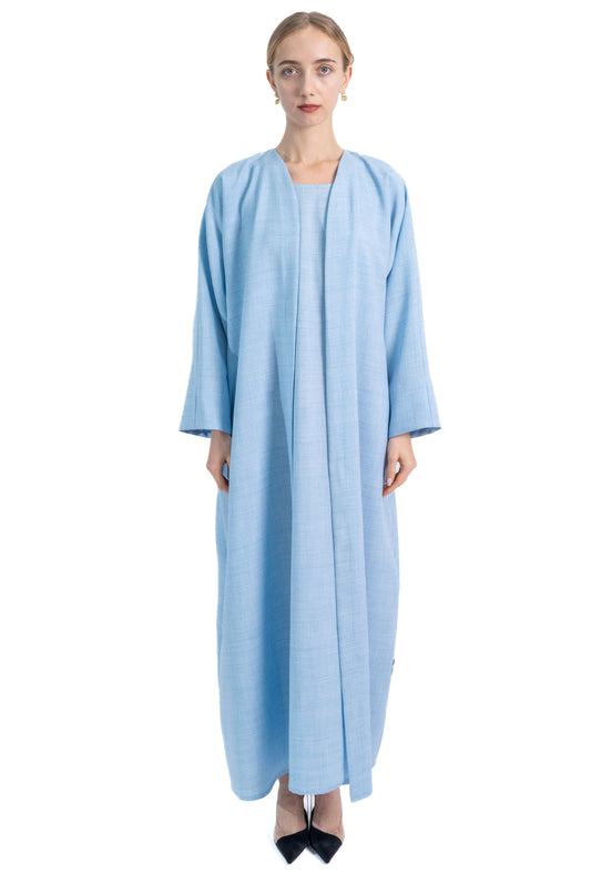 Minimal baby blue Linen  Abaya