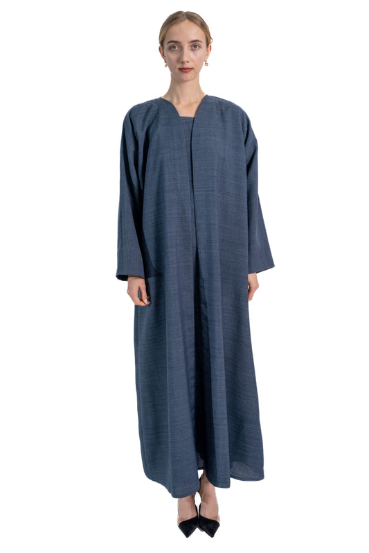 Minimal baby Blue Linen  Abaya