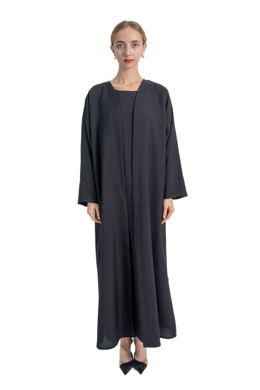 Minimal baby Black Linen  Abaya