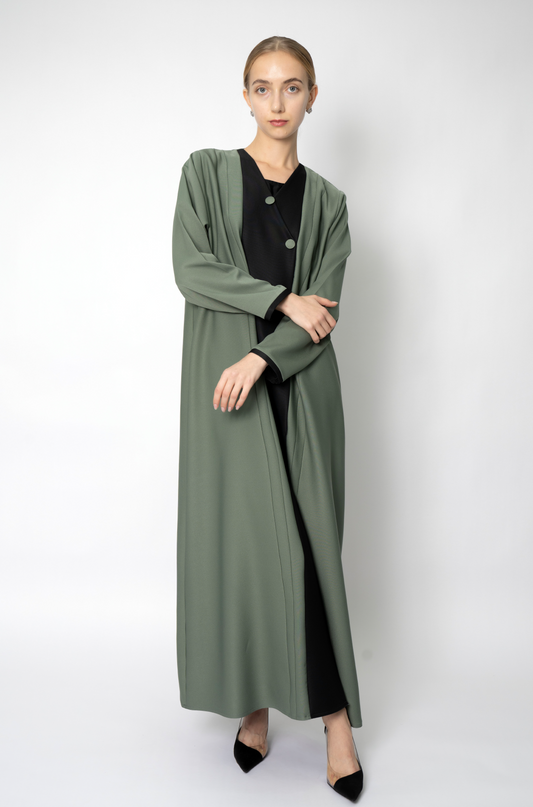 Elegant Abaya with Pleated Button Details
