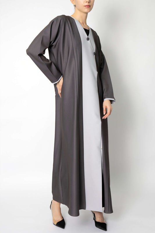 Elegant Abaya with Pleated Button Details