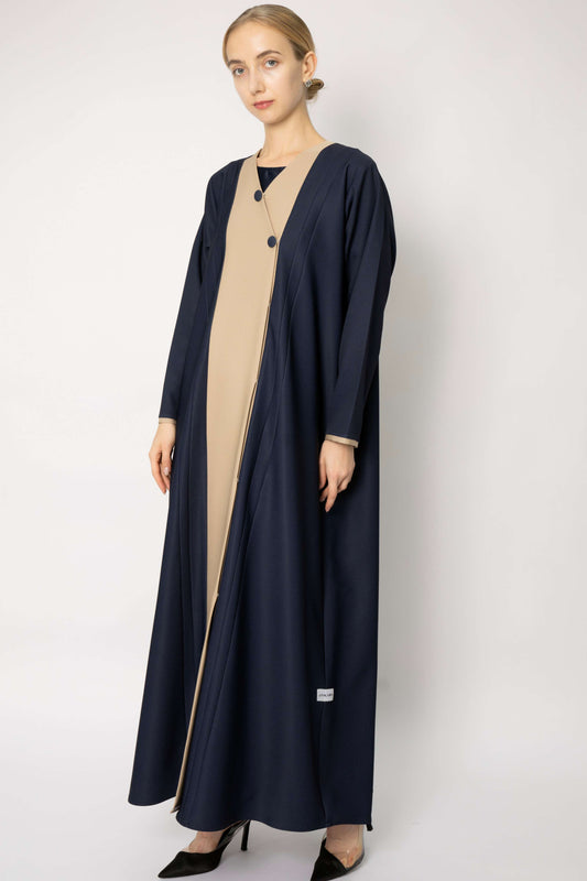 Elegant Abaya with Pleated Button Details